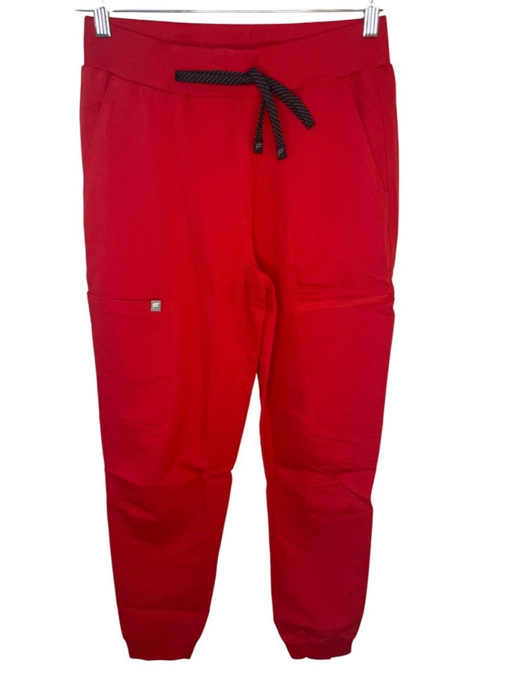 Fabletics On-Call Scrub Jogger Pants Goji Red Drawstring Waist Wmns Sz S Reg NEW